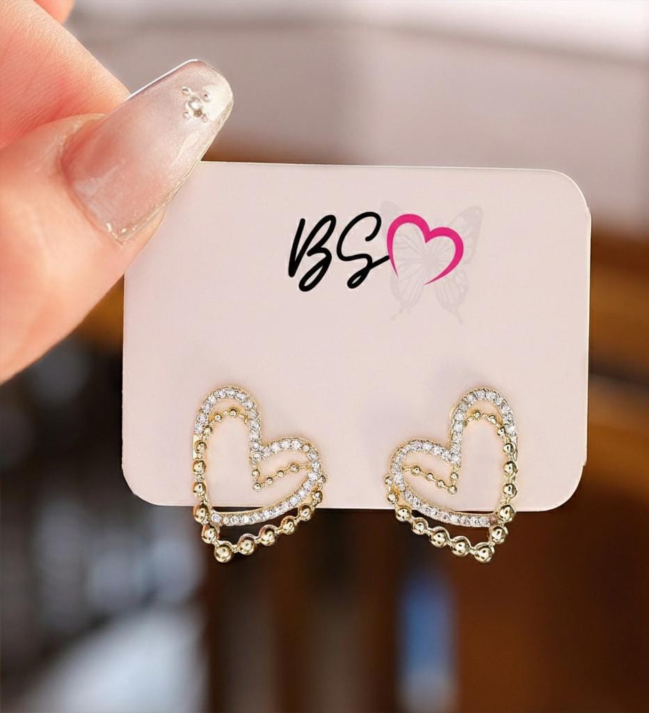 Heart Shape Double Korean Earrings