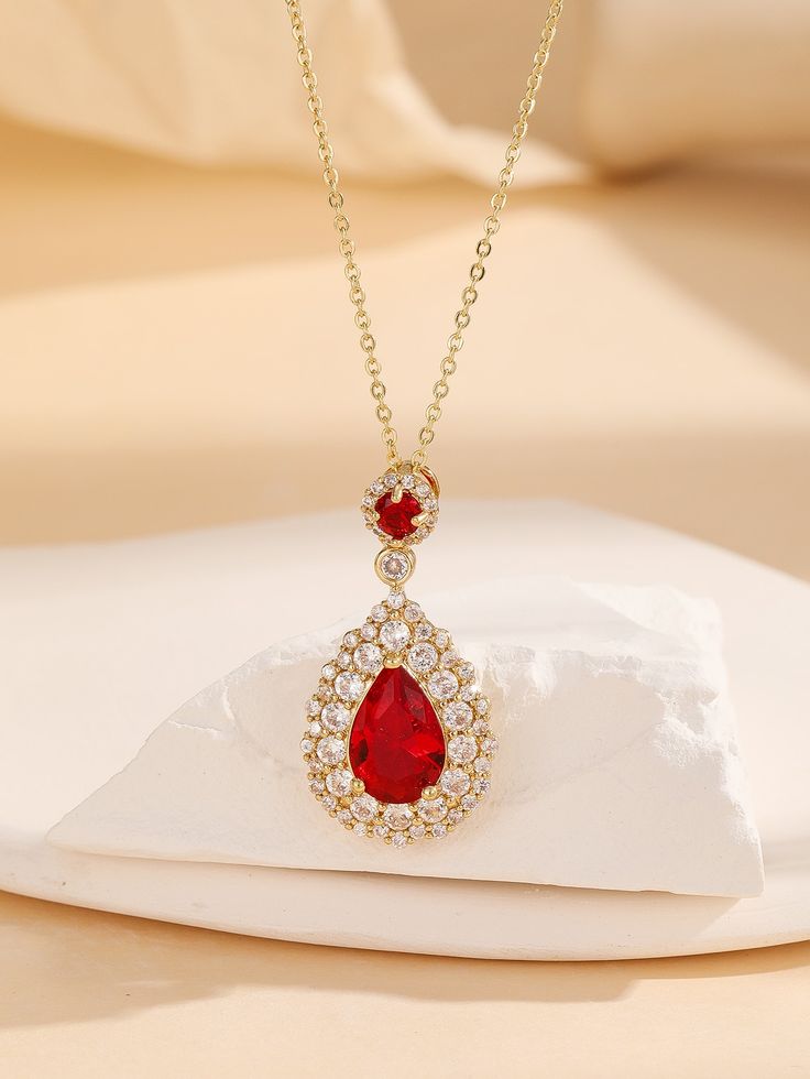 Elegant Red Zircon Pendant