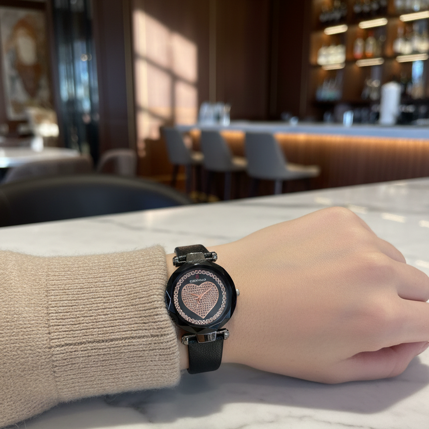 Crystal Heart Dial Ladies Watch