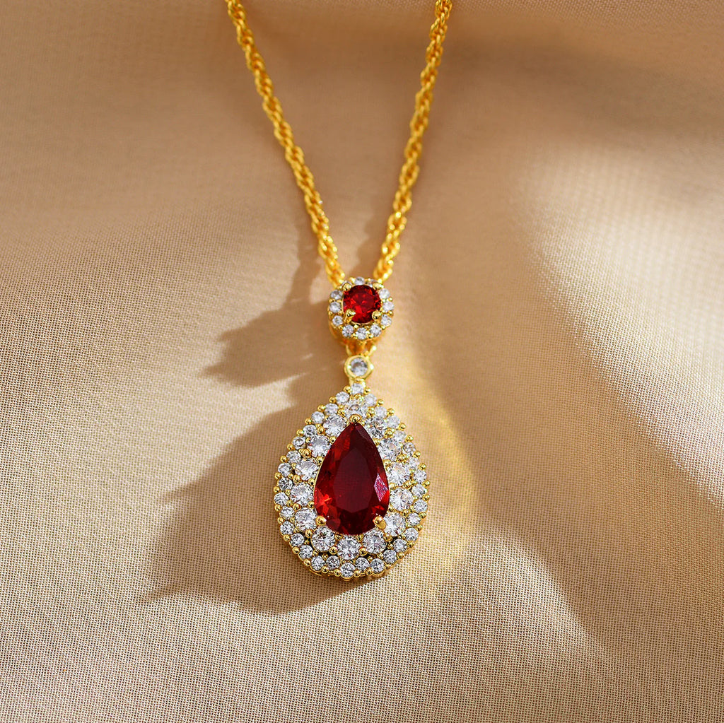Elegant Red Zircon Pendant