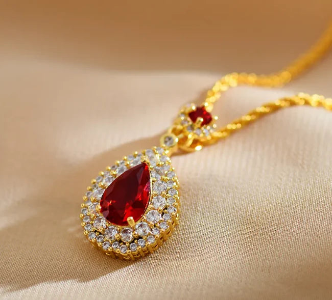 Elegant Red Zircon Pendant