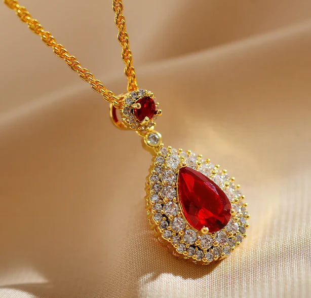 Elegant Red Zircon Pendant