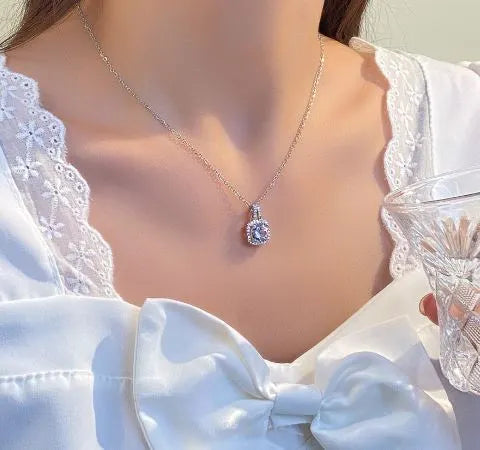 Korean Zircon Square Necklace Pendants