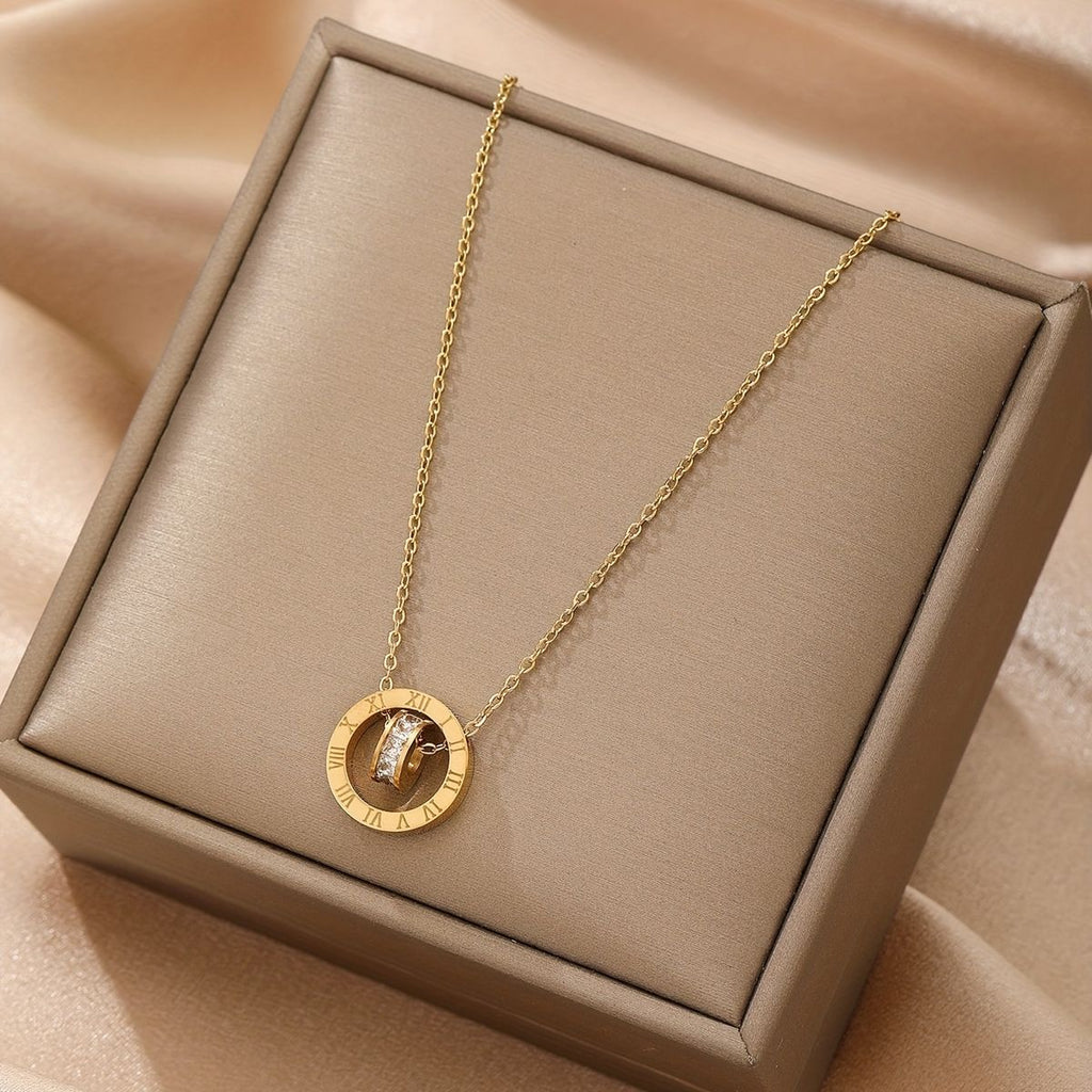Roman Circle Stainless Steel Necklace