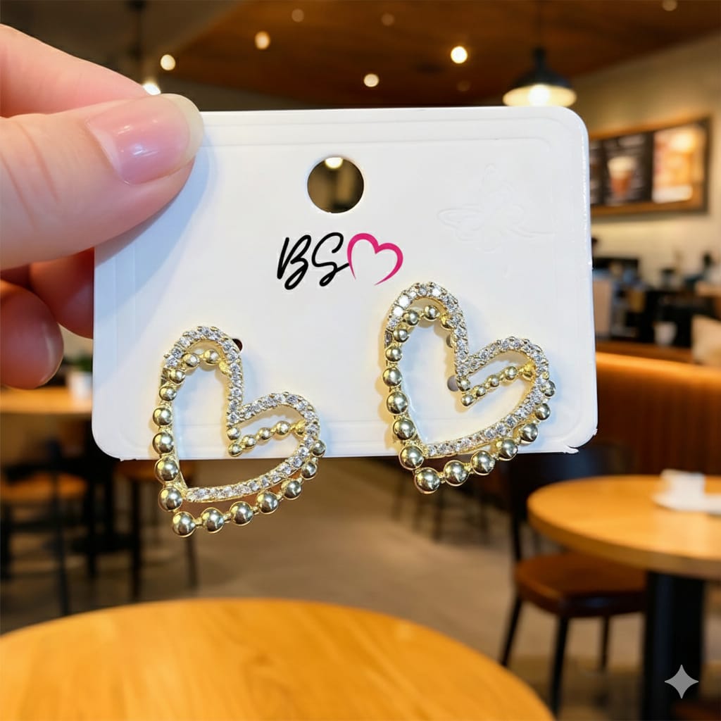 Heart Shape Double Korean Earrings