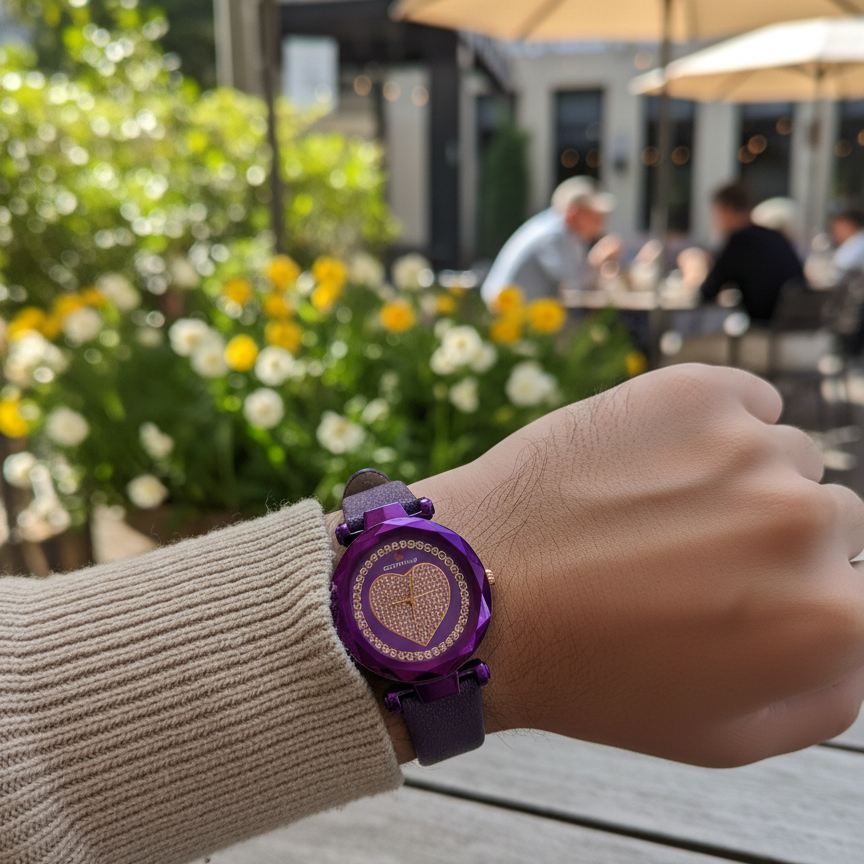 Crystal Heart Dial Ladies Watch