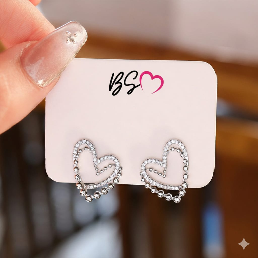 Heart Shape Double Korean Earrings