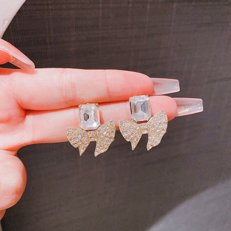 Sparkling Bow Shape Zircon Korean Earrings