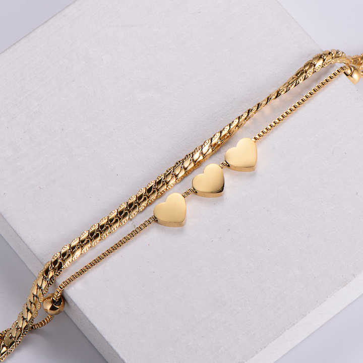 Three Heart Gold Bracelet