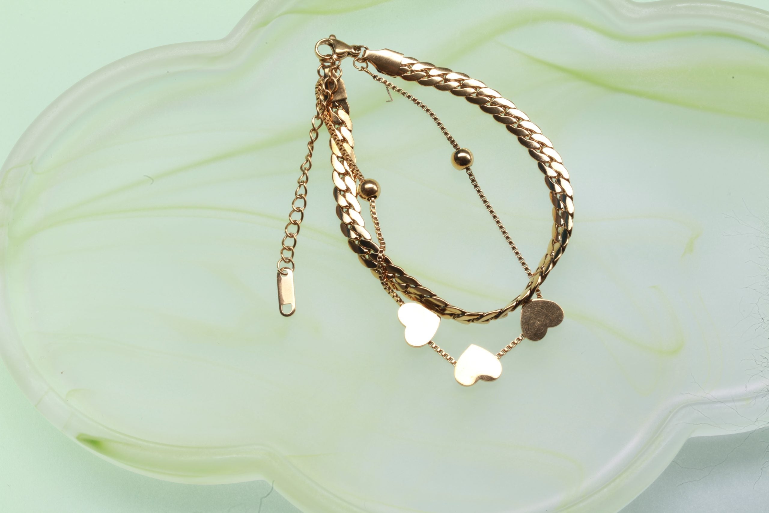 Three Heart Gold Bracelet