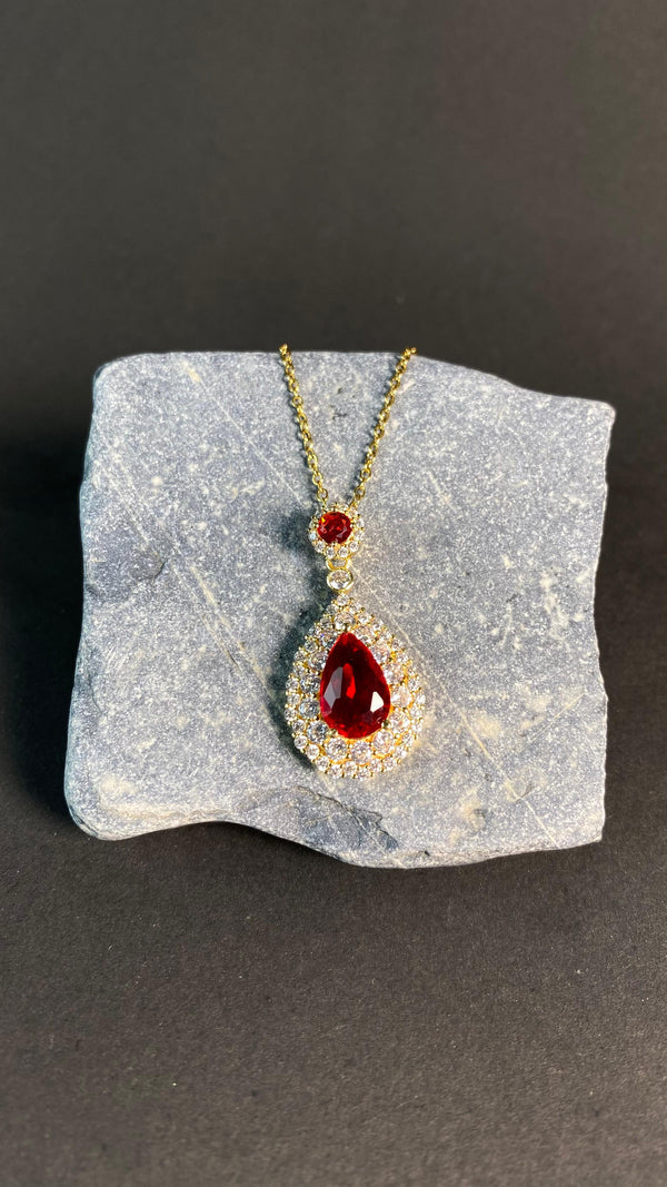 Elegant Red Zircon Pendant