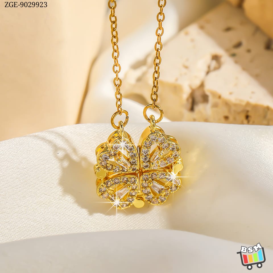 Korean Magnetic 4 Leaf Clover Pendant Necklace