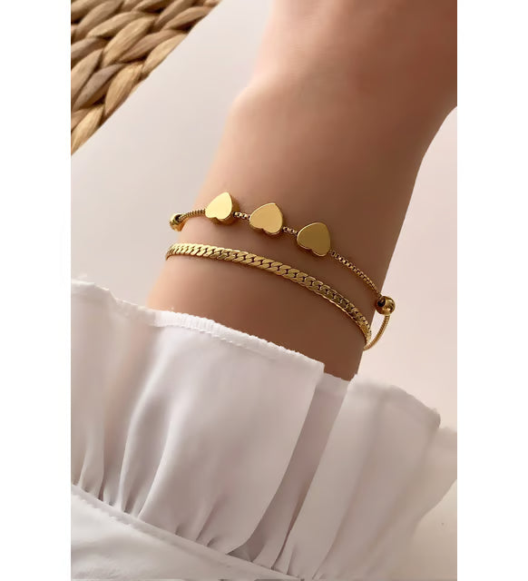 Three Heart Gold Bracelet