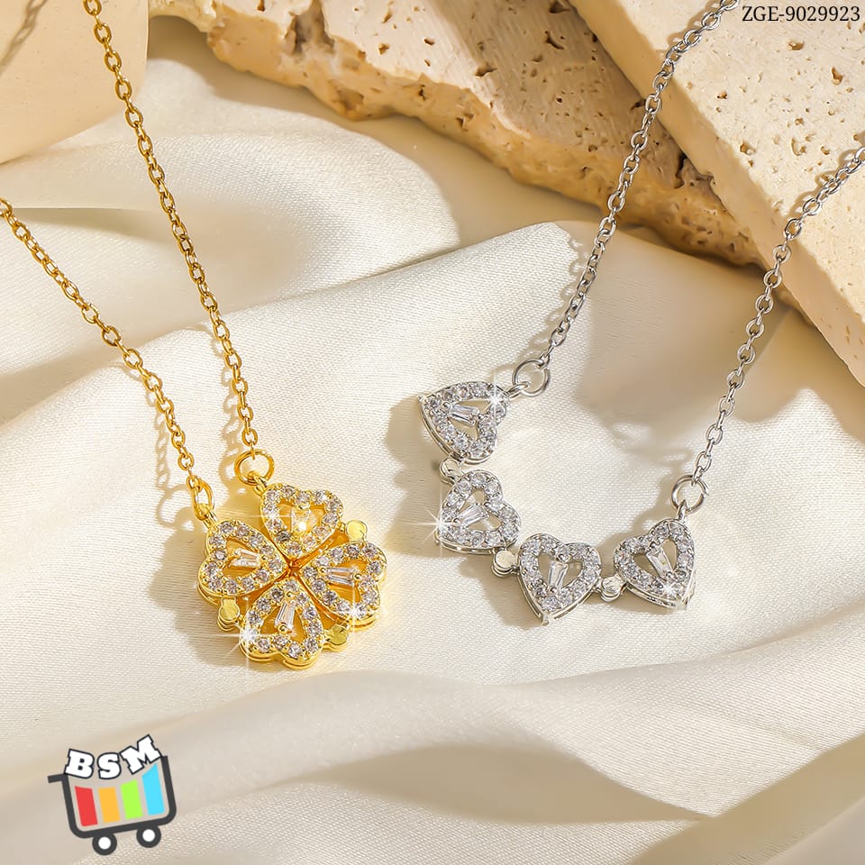 Korean Magnetic 4 Leaf Clover Pendant Necklace