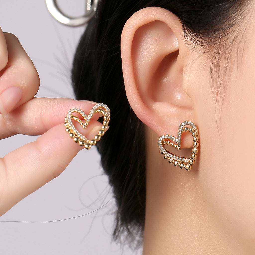 Heart Shape Double Korean Earrings