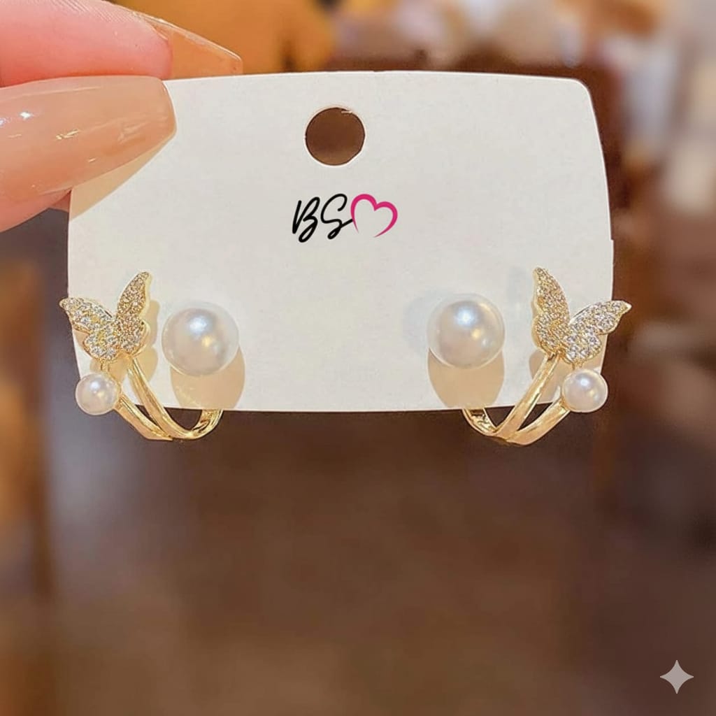 Butterfly Pearl Korean Earrings